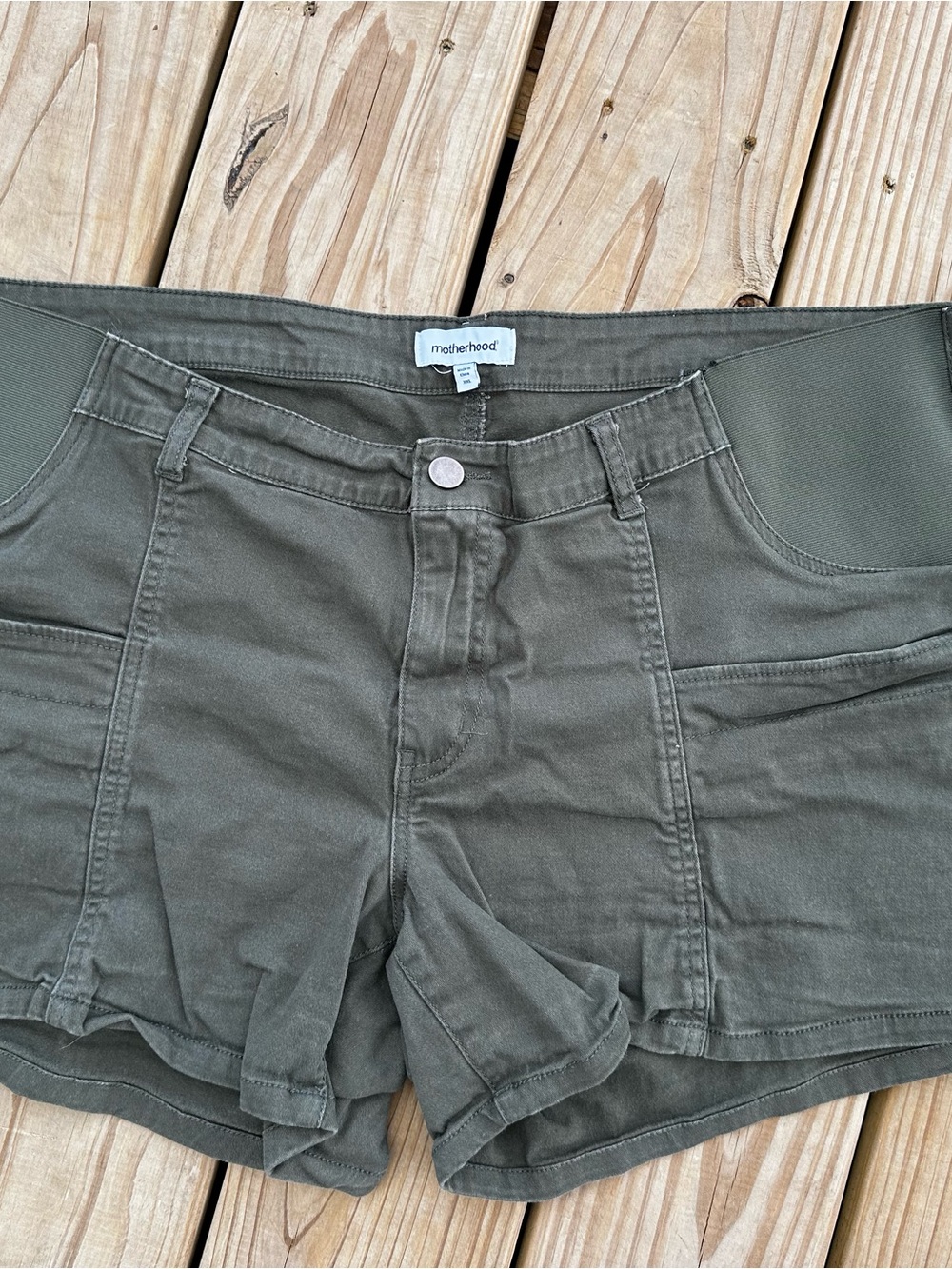 Motherhood Olive Green Maternity Jean Shorts